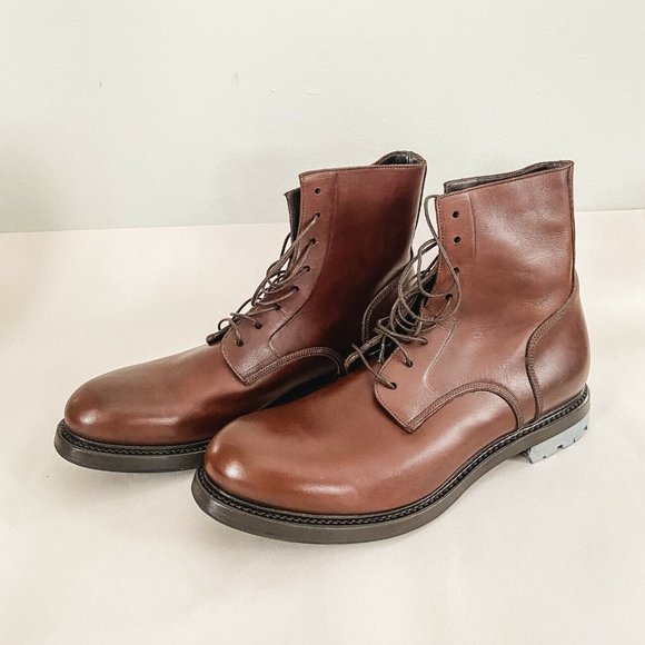 Franceschetti Brown Italian Leather Boots Brand New With Box US Size 10 NIB